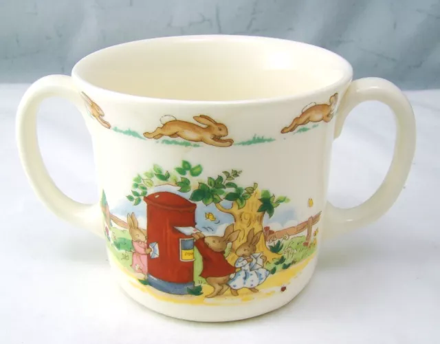 Royal Doulton Fino Porcelana China bunnykins 2-Handle Hug a Mug 'Rojo Buzón '