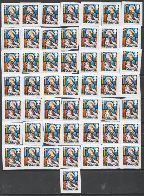 GB  50 x 2nd  Class Unfranked Xmas Stamps On Paper