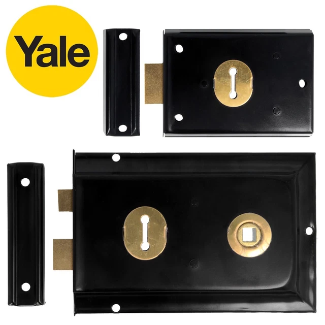 YALE RIM SASH/DEAD LOCK Interior Outdoor Garden Shed Gate Door Black Brass Bolt