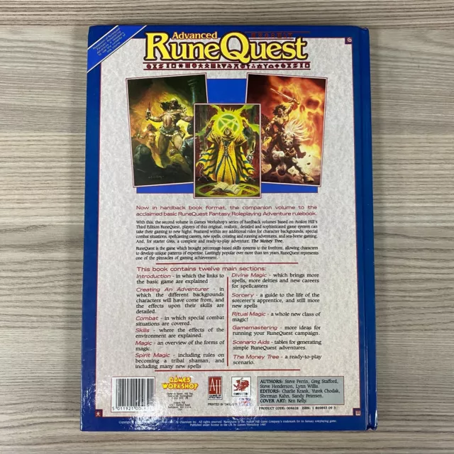 Advanced Runequest Third Edition 1987 Games Workshop Rpg Role-Play Hardback Book 2