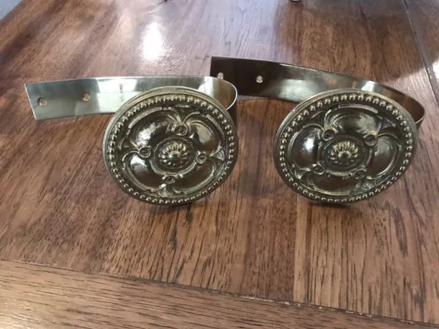 Vintage Italian brass curtain tiebacks, set of 2
