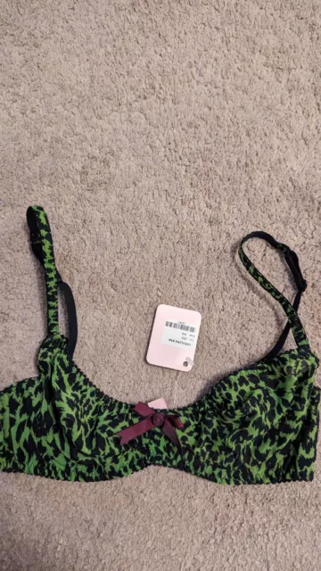 36B  Agent Provocateur Black /Green Carolina Underwired  Bra With  95% Silk New