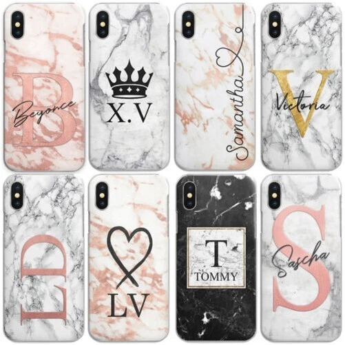 Personnalisé Initiale Téléphone Étui ; Marbre / Coeur Rigide Pour Apple IPHONE