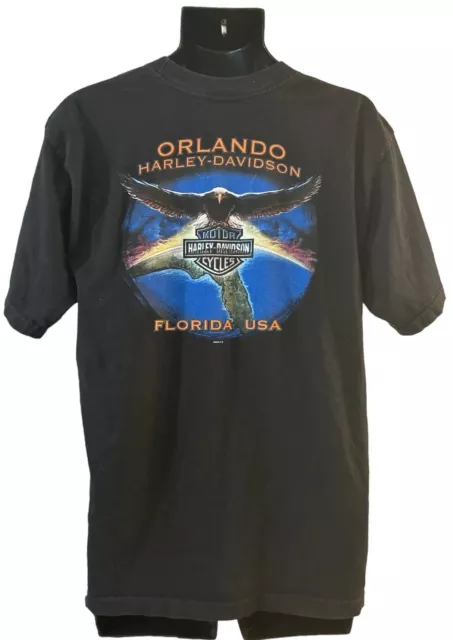 Harley Davidson Tee Adult Sz M Orlando Florida Motorcycles Measurements Below