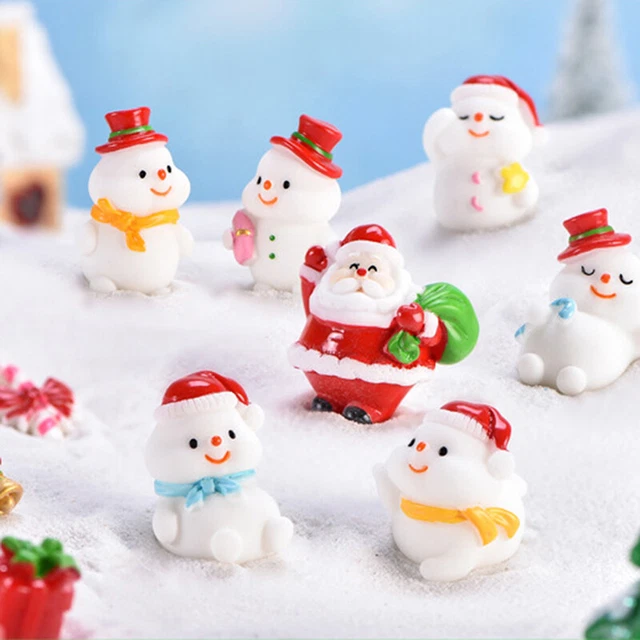 4pcs/lot Mini Resin Christmas Decoration Santa Claus Snowman Tree DIY Figurin-JH