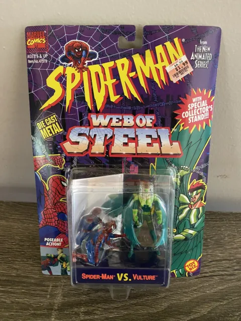 Marvel Spider-Man Web of Steel Die Cast SPIDER-MAN VS VULTURE Figures 1994 NEW