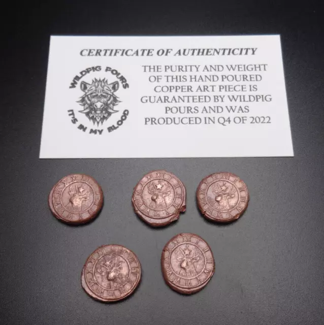 ELK HEAD Copper Poured Fractionals 1oz Total Raw Finish Rounds Fracs