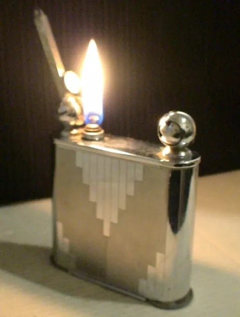 Briquet Ancien Bureau FLAMIDOR Magnum Vintage Desk Fuel Lighter Feuerzeug