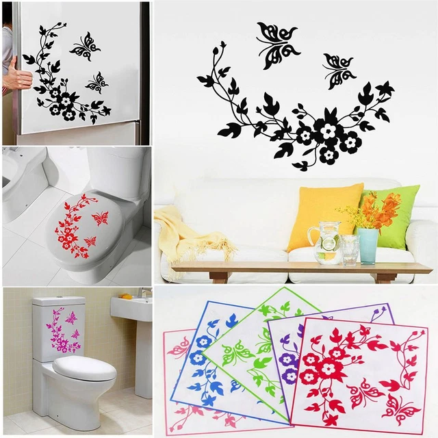 Barriera da parati Butterfly Flower Sticks Etichetta decorativa Toilet