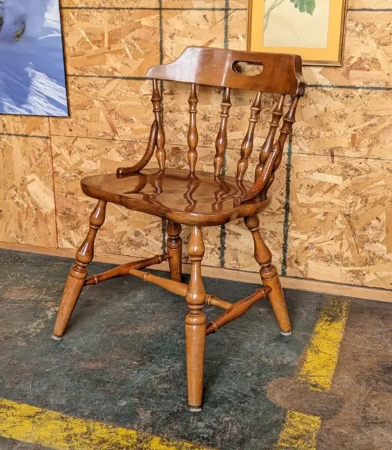 TEMPLE STUART Vtg Rockport Hard Rock Maple Wood Colonial Captain's Dining Chair
