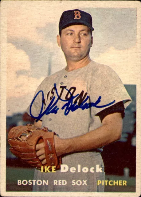 Ike Delock Signed 1957 Topps #63 Autographed Red Sox 75512