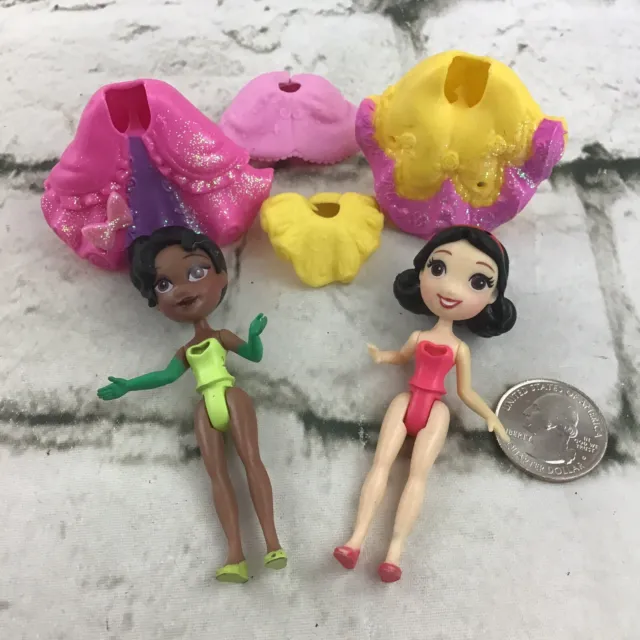 Disney Princess Figures Dolls Lot Of 2 Snow White Tiana W/PVC Skirts Toys Hasbro