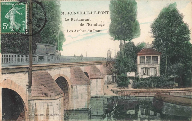 Cpa Val De Marne 94 Joinville Le Pont Le Restaurant De L'hermitage Arches Du Pont