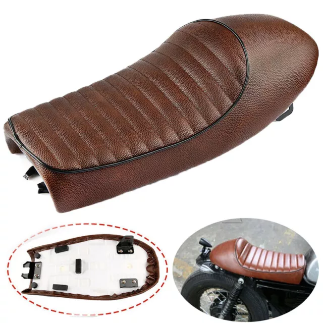 Motorcycle Motoebike Hump Vintage Saddle Seat Brown For Honda Suzuki Cafe Racer