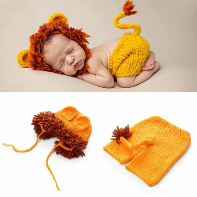 Lion Crochet Knit Newborn Baby Girls Boys Costume Photo Photography Prop Outfits