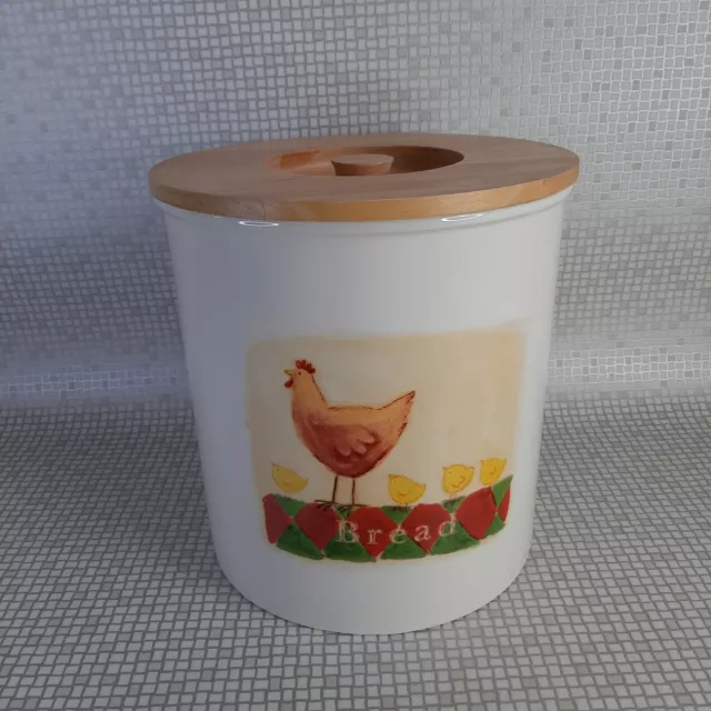 Marks & Spencer Bread Bin Crock With Rubberwood Lid Cutting Board Chicken Large