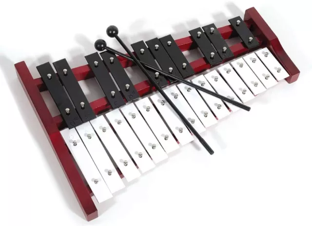 Professional Wooden Glockenspiel Xylophone with Beaters & Metal Keys Red & Blue