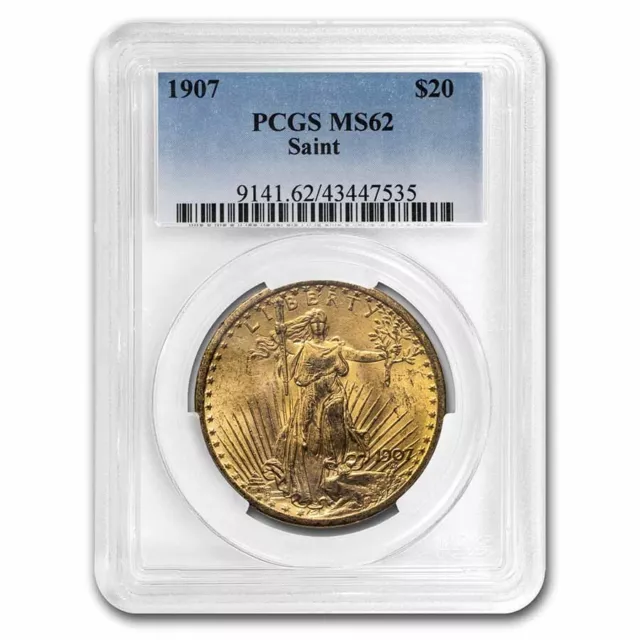 1907 $20 Saint-Gaudens Gold Double Eagle MS-62 PCGS