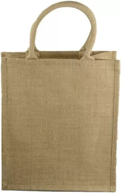 Natural Jute Burlap 6 Bottle Wine Tote Bag Reusable Carrier with Divider 2