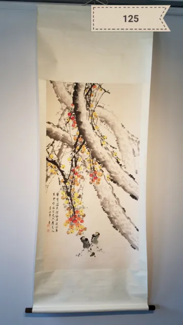 Wu Bo-year-old chicken Antique Scroll