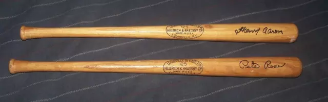 2 Louisville Slugger Mini-Bats  - Hank Aaron - Pete Rose