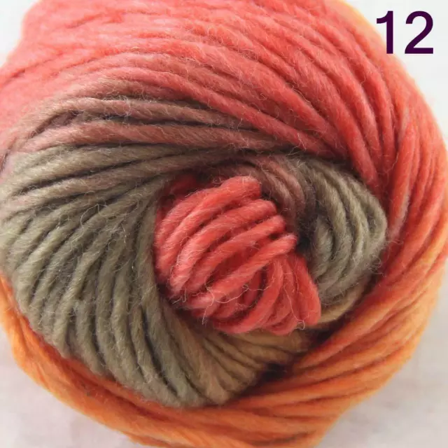 NEW Lot of 1 x50g balls Chunky Hand Coarse Knitting Rainbows Wool Quick Yarn 12