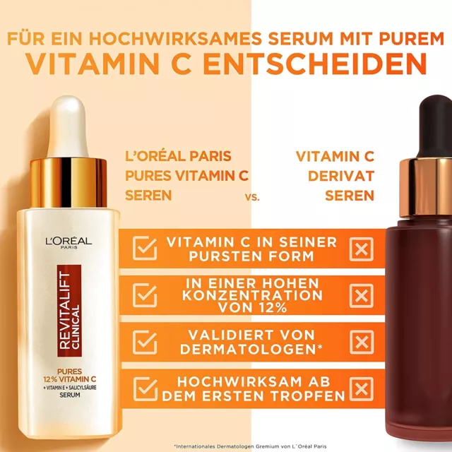 30ml LOréal Paris Gesichtsserum 12%VitaminC Revitalift Clinical B-WARE MHD 02/26 2