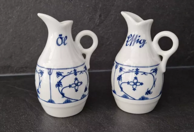 Indisch Blau * Strohblume * ESSIG & ÖL Set * Pillivuyt France Porcelaine Walter