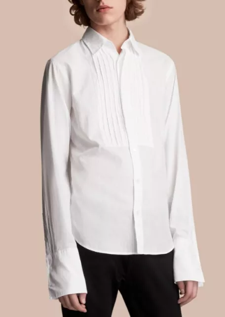 Burberry Men's $450.00 White Pintuck Bib Button Down Dress Tuxedo Shirt Size M