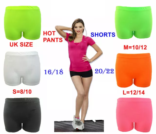 Womens Ladies Jersey UV Neon Lycra Shorts Hot Pants Dance Party Casual Club Gym 2