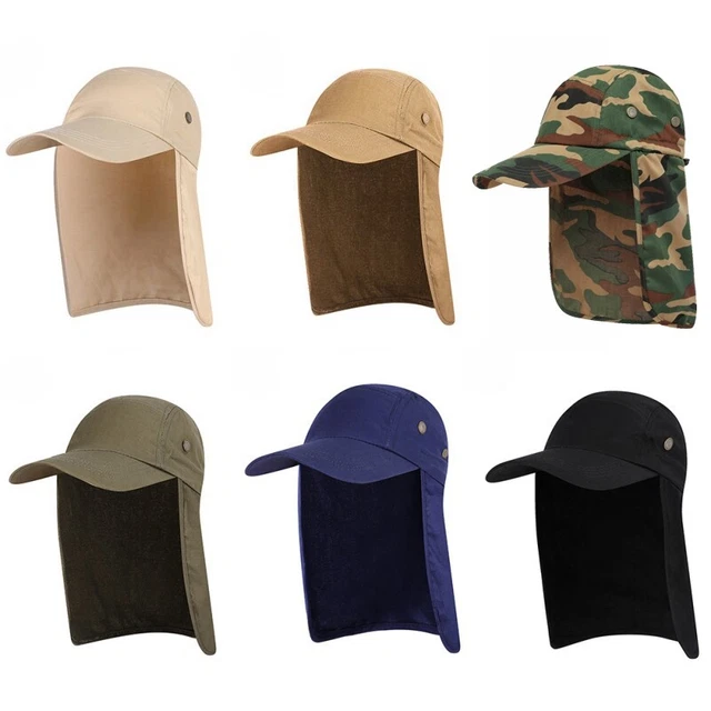 Men Outdoor Sun Hat UV Ear Flap Neck Cover Military Cap Fishing Hiking Hunting