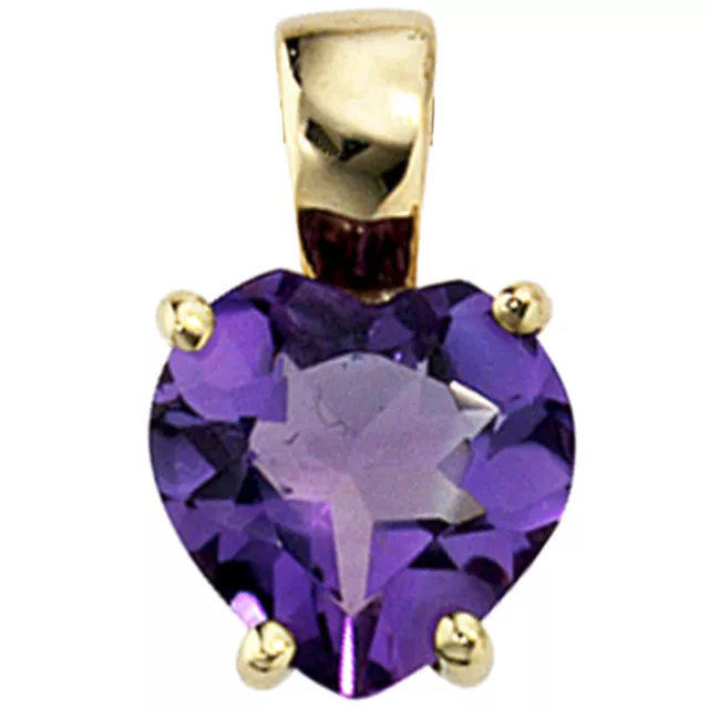 JOBO Anhänger Herz 333 Gold Gelbgold 1 Amethyst lila violett Herzanhänger