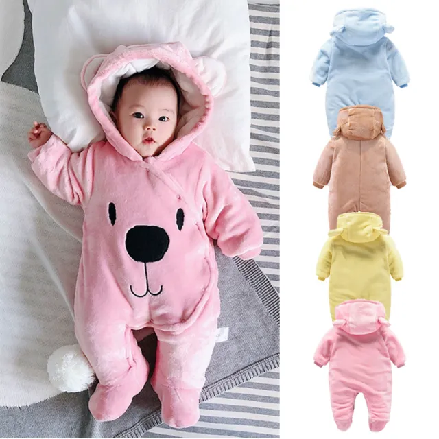 Newborn Baby Boy Girl Kids Bear Hooded Romper Jumpsuit Bodysuit Clothes Outfits⭐