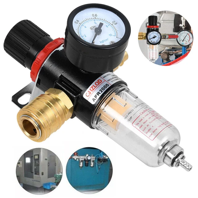 RANJIMA Druckluft-Wartungseinheit 1/4 Zoll – Wasserabscheider, Druckminderer Mit Manometer & Schnellkupplungen, Für Kompressor & Luftwerkzeuge