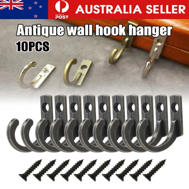 10 Pcs Vintage Iron Hooks Rustic Curved Metal Fasteners Clothes Hanger