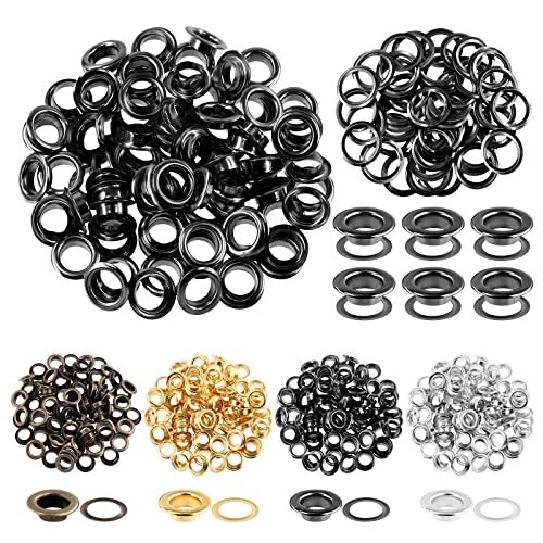 100Pcs 10MM Gun-Black Metal Thickened Grommet Eyelets with Washers Kit for Fa...