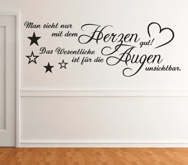 WANDTATTOO LIEBE SPRUCH Man sieht nur mit dem Herzen gut Augen