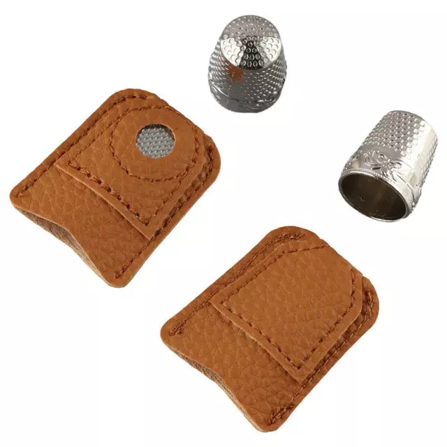 4 Sets Rubber Thimble Knitting Leather Finger Cots Accessories Sewing  Supplies 