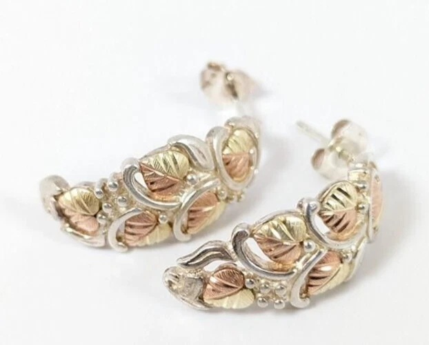 Coleman Co. Sterling Silver & 12K Black Hills Gold Leaf & Grape Earrings