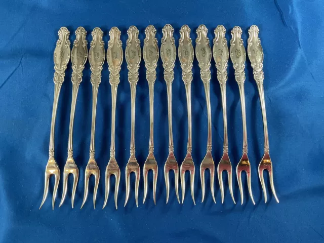 FREE SHIP Set of 12 Wm Rogers Melrose 1898 Cocktail Seafood Oyster Forks Mono B