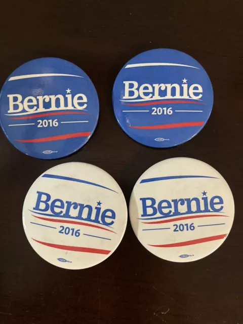 Bernie Sanders Official 2016 President Campaign Buttons Pin Blue & White Qnty 4