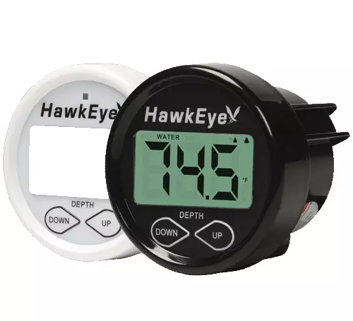 HawkEye In Dash Depth Finder/Sounder - Transom Mount With Air and Water Temp