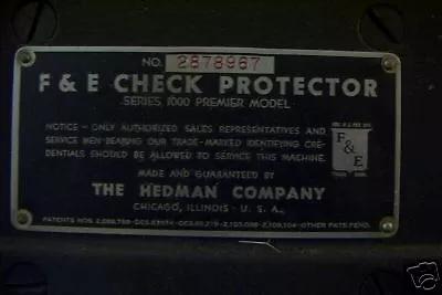 Vintage Hedman Company F & E Check Protector Writter 2