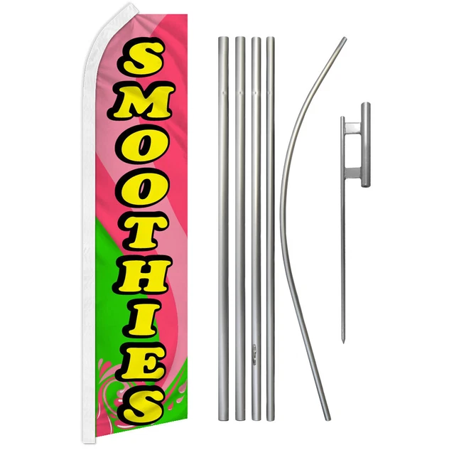 Ice Cream Feather Flag Banner Signs, Swooper Flutter Flag Complete Pole Kit 15ft White