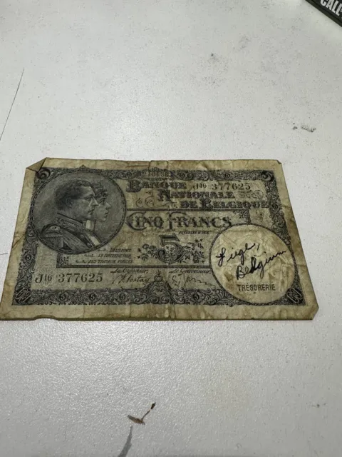 Banknote, Belgium, 5 Francs, 1923-04, KM:97b, EF