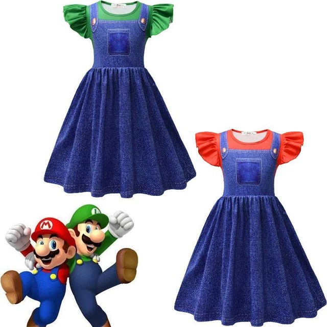 SUPER MARIO BROS Princess Peach Dress Cosplay Costume Halloween Suits ...