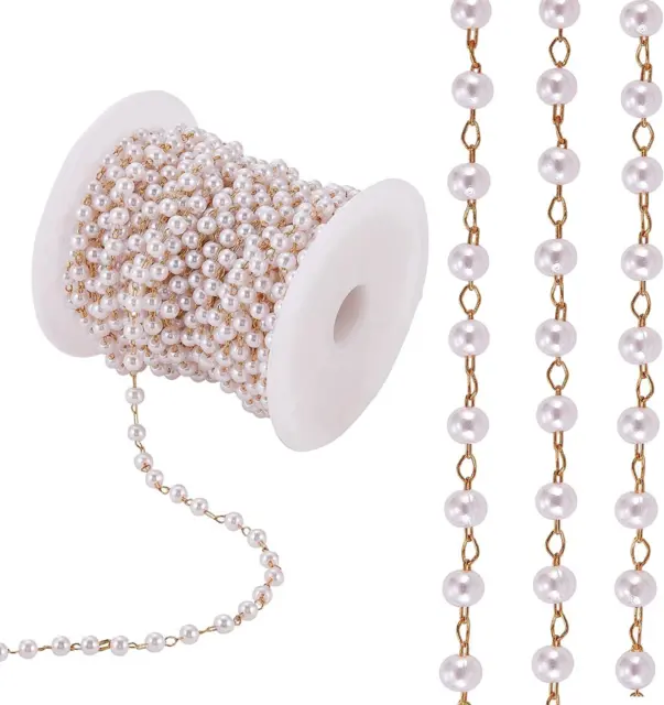 COGCHARGER 1 roll 10M Imitation Pearl Beaded Chain Link Cable Style 2