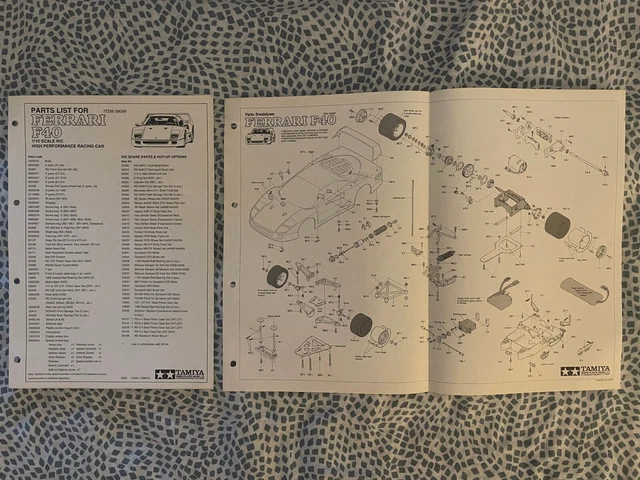 TAMIYA ORIGINAL EXPLODED Diagram Tamiya Service Guide Ferrari 412T1 ...