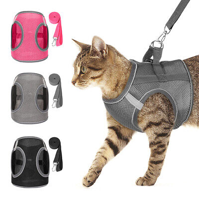 Small Dog Cat Harness and Lead Leash Mesh Pet Puppy Vest Reflective Adjustable