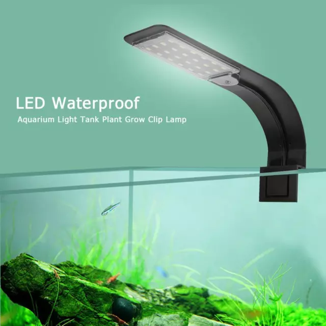 LED-impermeabile acquario-luce-acquario-piante-crescita-clip-lampada (bianco sch